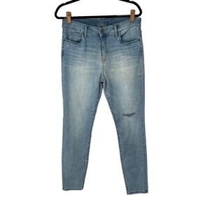 Kut From The Kloth High Rise Ankle Skinny Light Wash Knee Slit Jeans Sz 12 Women